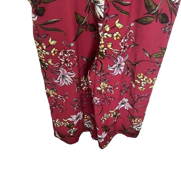 Xhilaration Red Floral Cropped Wide Leg Square Neck Jumpsuit Medium - Picture 4 of 13